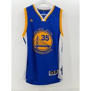 adidas Golden State Warriors #35 Blue and Yellow Basketball Jersey